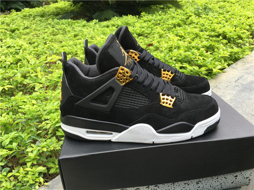 Air Jordan 4 _BLACK SUEDE_ black gold color_ original head layer deer skin_ a large number of shipments 41 --- 47.5-9194d722